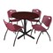 Cain Cain Round Table & Chair Set, Wood, Metal, Plastic Top, Mahogany TB42RNDMH47BY - alternate 1